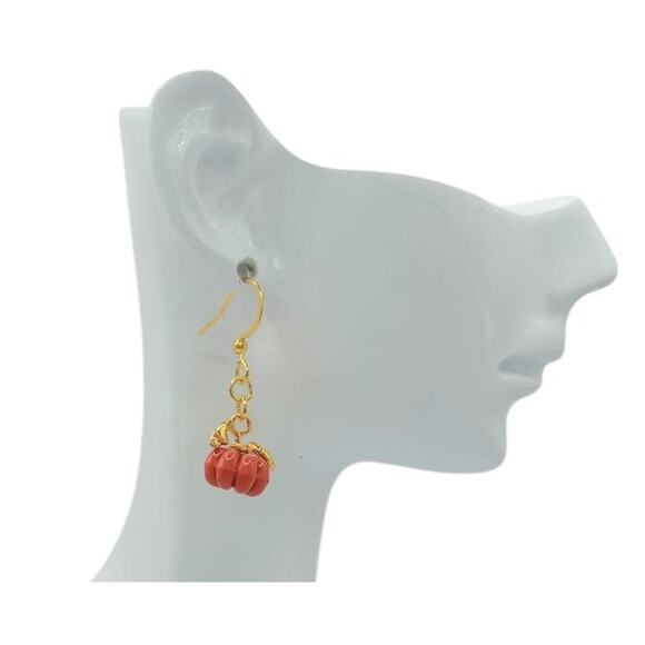 Pumpkin Dangle Earrings – Cute Fall Accessory - Picture 2 of 5